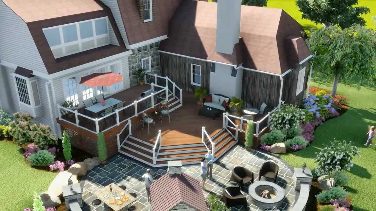 Deck And Landscape Design
 3D Patio Landscape Deck Design