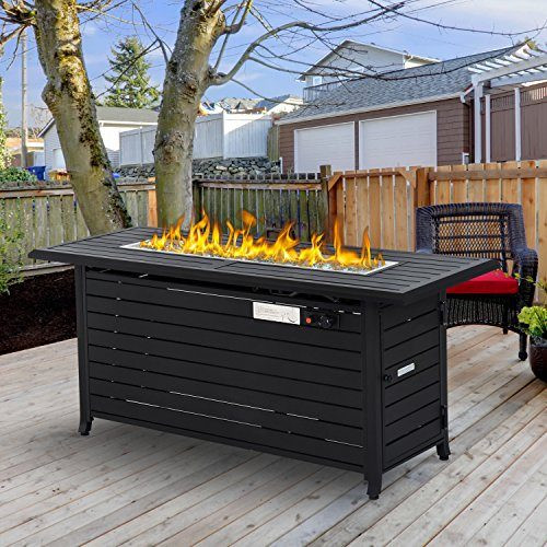 Deck Fire Pit Table
 Outsunny 56″ Extruded Aluminum Rectangular Patio Gas