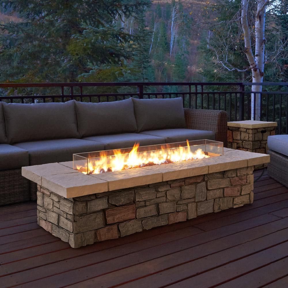 Deck Gas Fire Pit
 Real Flame Sedona 66 in x 19 in Rectangle Fiber Concrete
