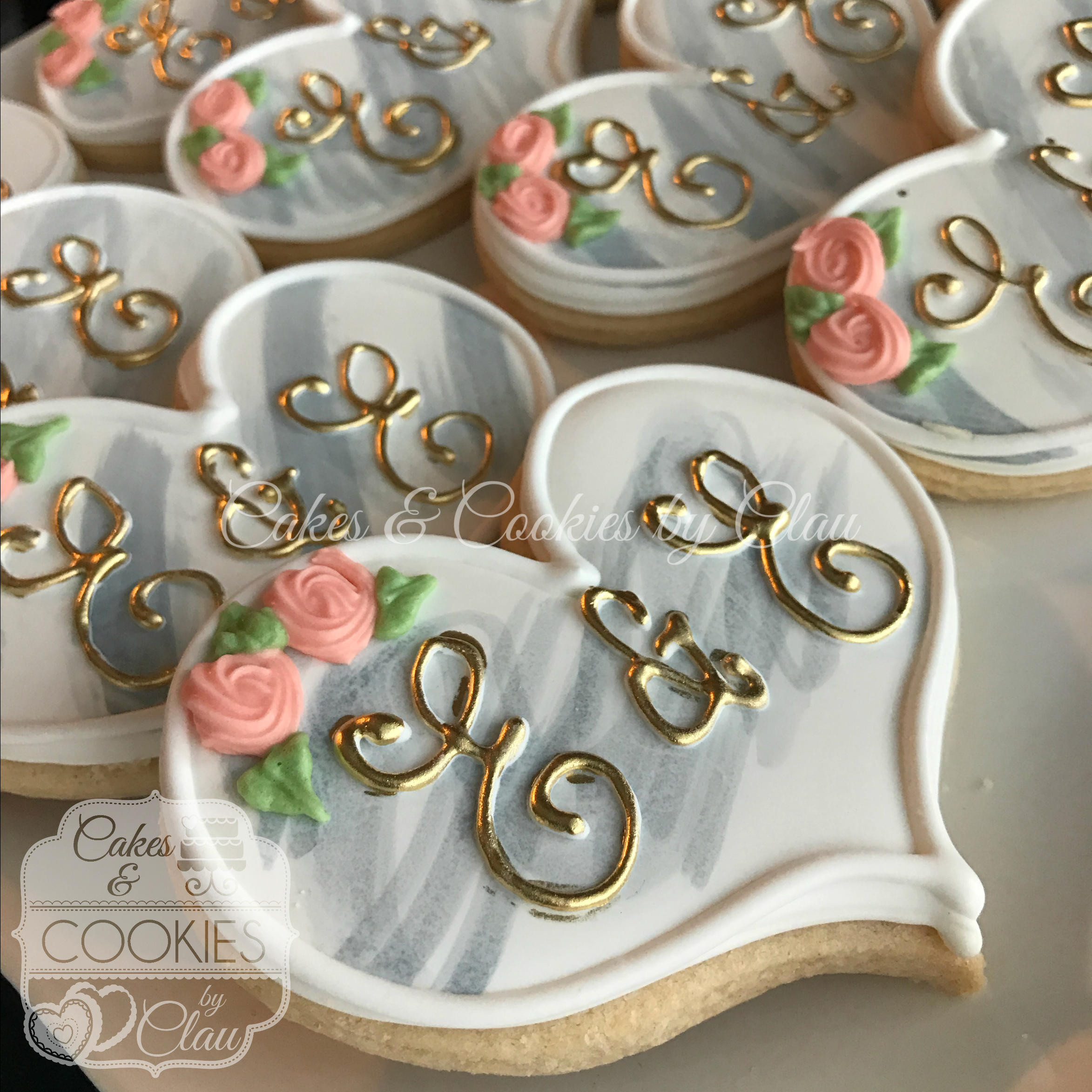 Decorated Wedding Cookies
 Monogram Wedding Engagment Bridal Shower Hand Decorated