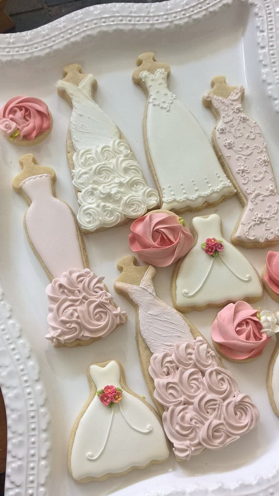 Decorated Wedding Cookies
 Wedding Entourage Dress Cookies Bridal Shower by MarinoldCakes