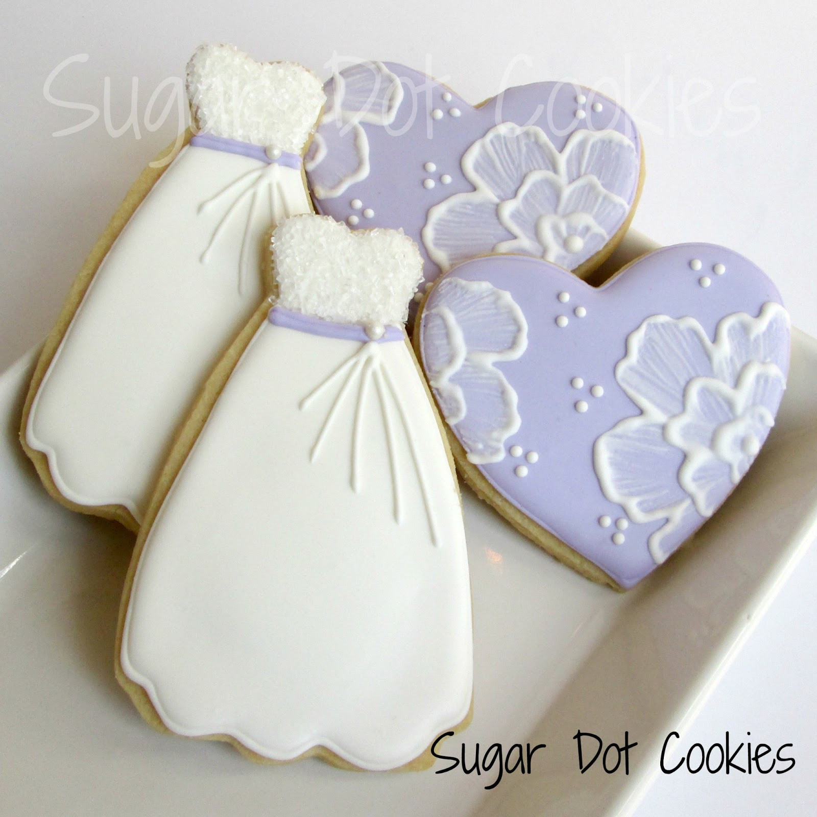 Decorated Wedding Cookies
 Bridal Shower Cookies Hearts and Gowns
