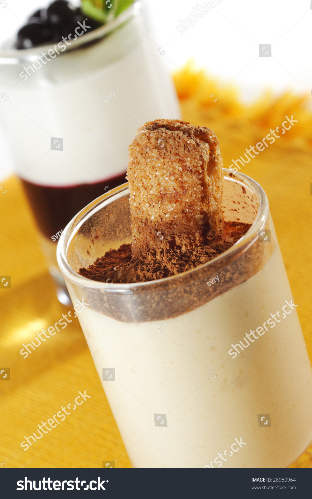 Desserts With Cocoa Powder
 Dessert Tiramisu Glass With Cocoa Powder Stock