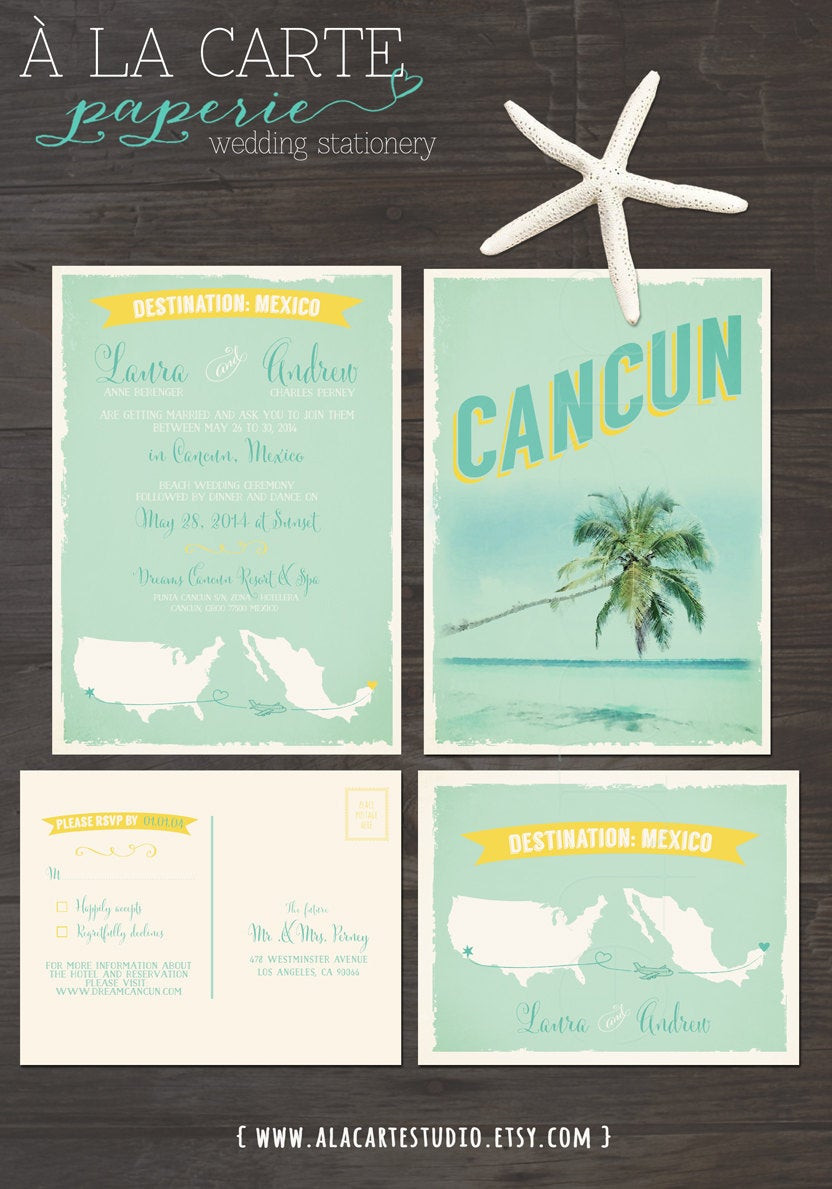 Destination Wedding Invitations
 Destination wedding invitation Cancun Mexico by