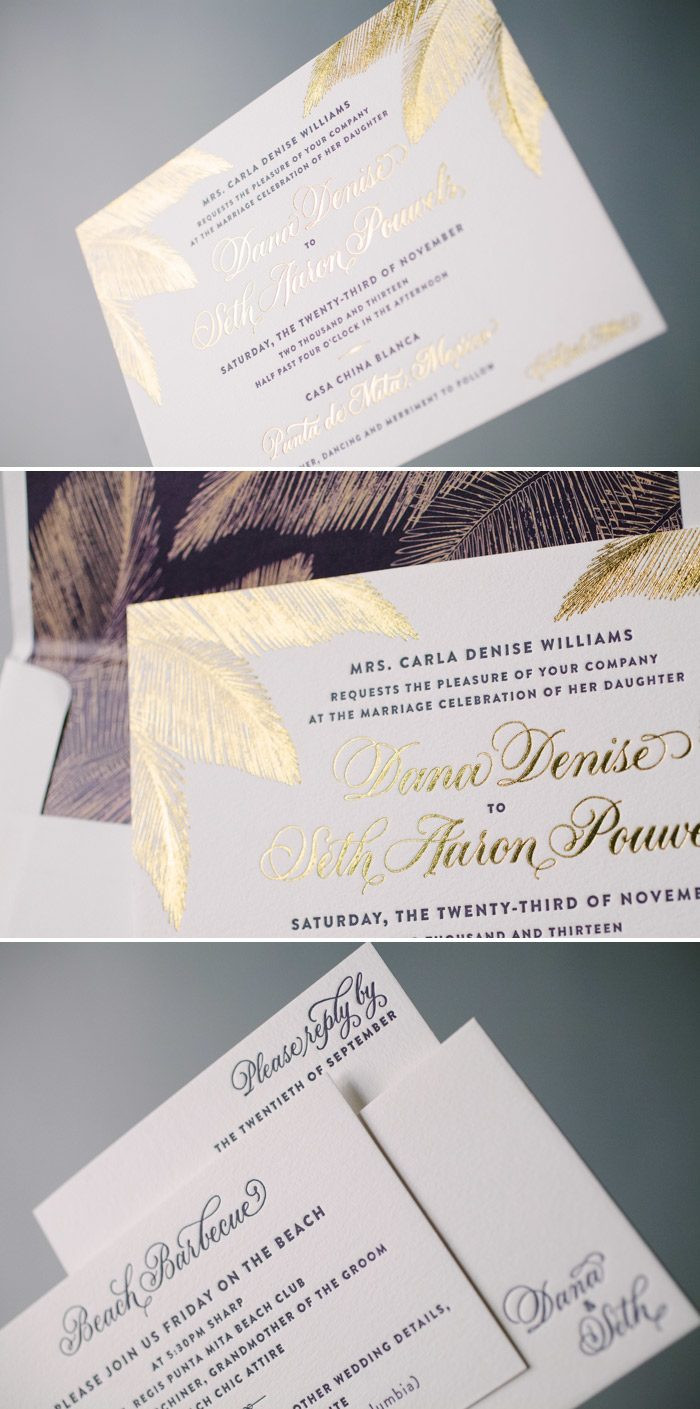 Destination Wedding Invitations
 Elegant destination wedding invitations in Gold Shine
