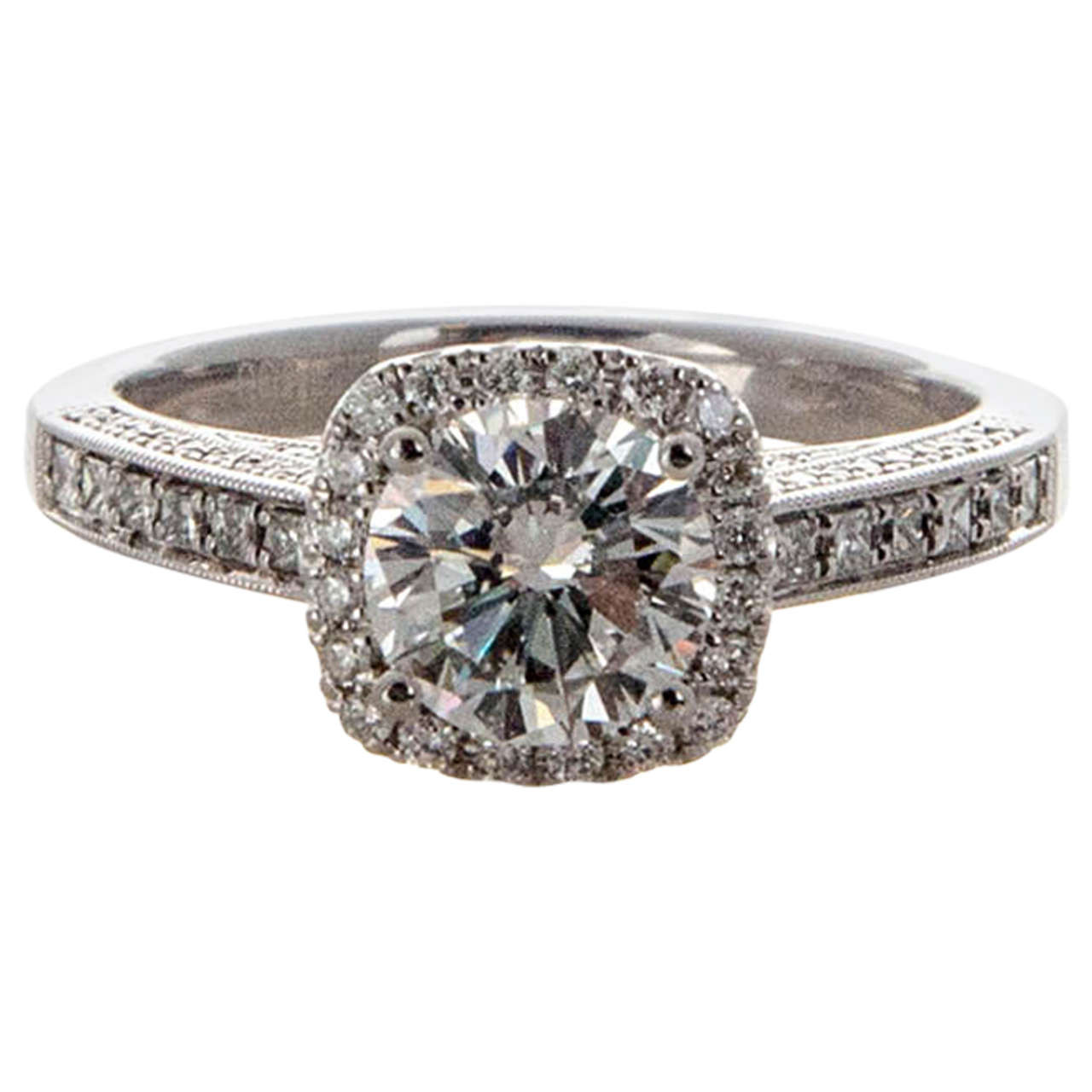 Diamond Rings For Sale
 Sylvie Cushion Halo Diamond Platinum Ring For Sale at 1stdibs