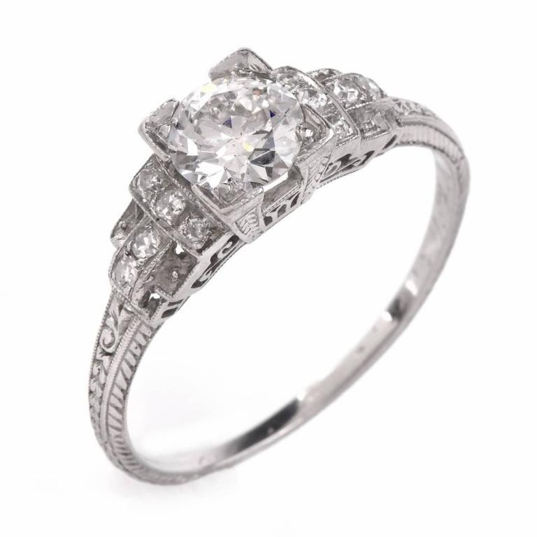 Diamond Rings For Sale
 Antique Art Deco Diamond Platinum Engagement Ring For Sale