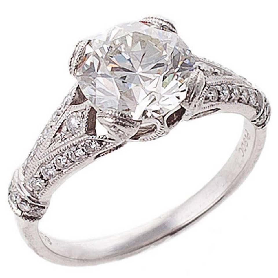 Diamond Rings For Sale
 Diamond Platinum Engagement Ring For Sale at 1stdibs