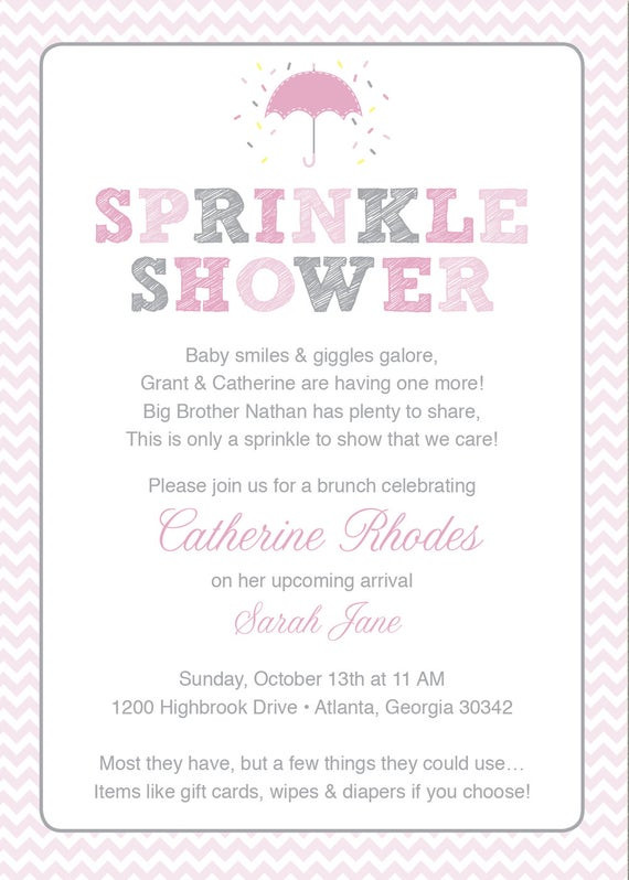 Diaper Party Ideas For Second Baby
 Pink Baby Sprinkle Shower Invitation Pink by