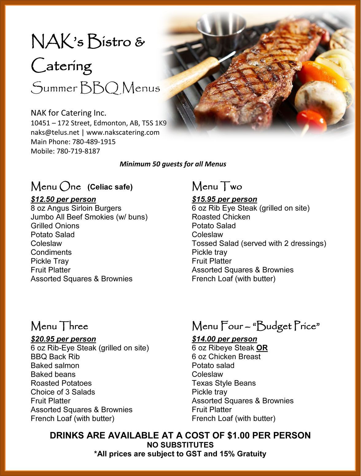Dinner Party For 4 Menu Ideas
 Barbecue Rehearsal Dinner Summer BBQ Catering Menu Great