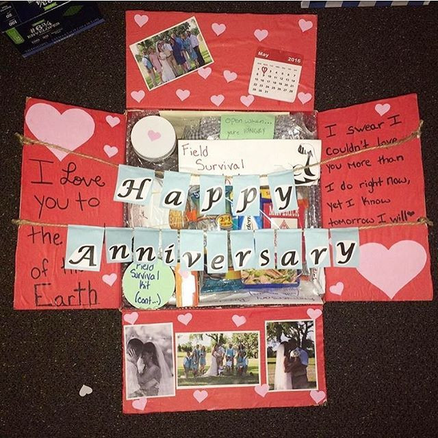Diy Anniversary Gift Ideas For Him
 "This was my first care package I sent him and also our