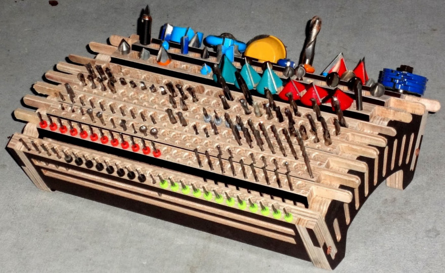 DIY Drill Bit Organizer
 An Unusual Design for a Massive Bit Holder with Moving