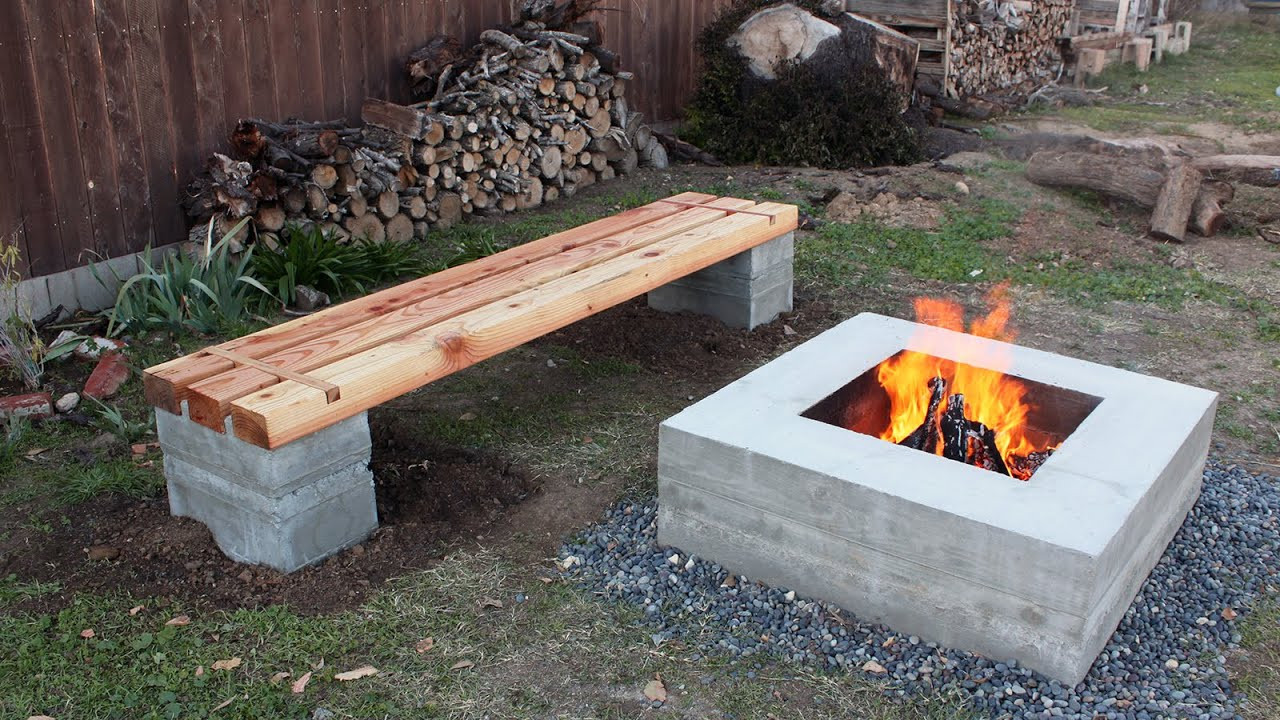 Diy Fire Pit Bench
 How to make outdoor concrete and wood bench