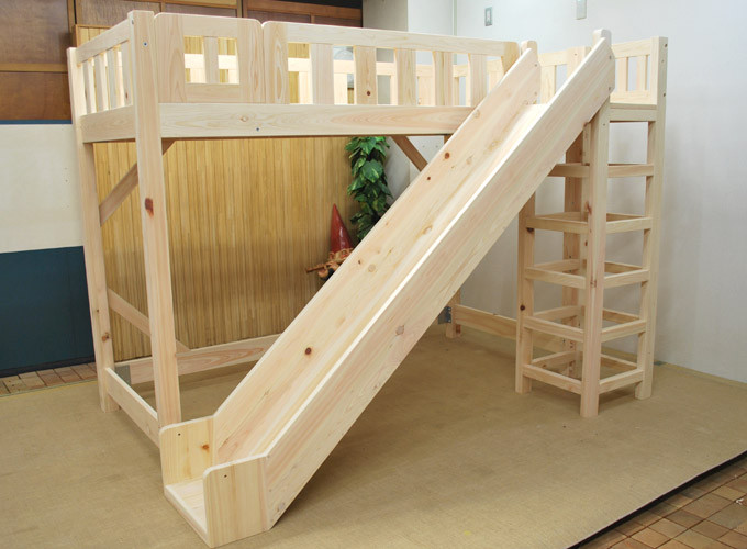 DIY Loft Bed With Slide Plans
 Fancy Wooden Loft Bed with Slide