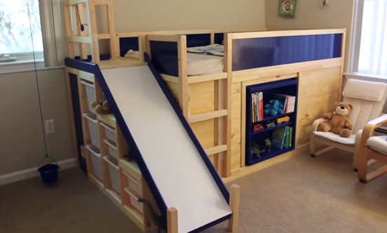 DIY Loft Bed With Slide Plans
 IKEA hack bed slide secret room DIY