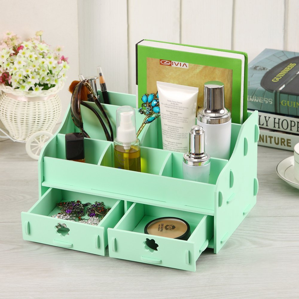 DIY Makeup Drawer Organizer
 Cozy Colors Wooden Desk Cosmetic Makeup Organizer DIY Wood
