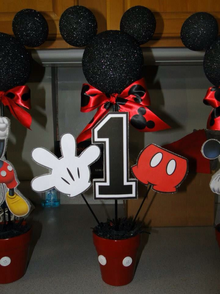 DIY Mickey Mouse Decorations
 DIY Mickey Mouse centerpieces I made for my son s 1st