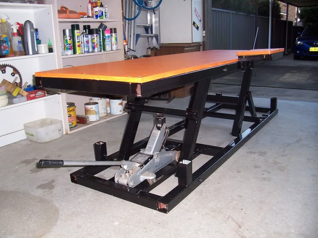 DIY Motorcycle Lift Table Plans
 Motorcycle Lift bench table Adventure Rider