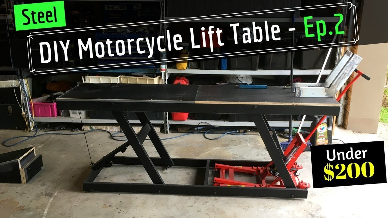 DIY Motorcycle Lift Table Plans
 DIY Motorcycle Hydraulic Lift Table From Old Shelving