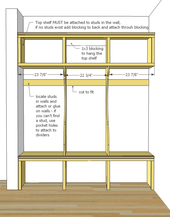 DIY Mudroom Bench Plans
 Ana White