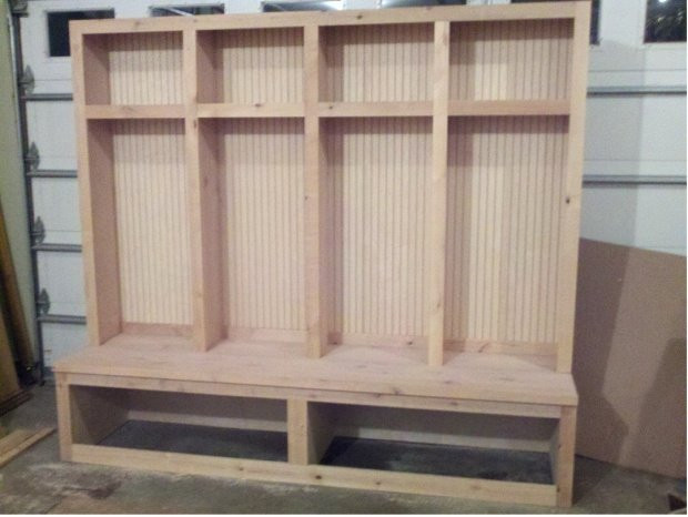 DIY Mudroom Bench Plans
 Mudroom locker Boot bench Woodworking Talk Woodworkers
