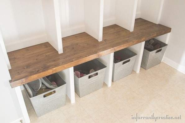 DIY Mudroom Bench Plans
 Mudroom Lockers Part 1 – Bench Infarrantly Creative