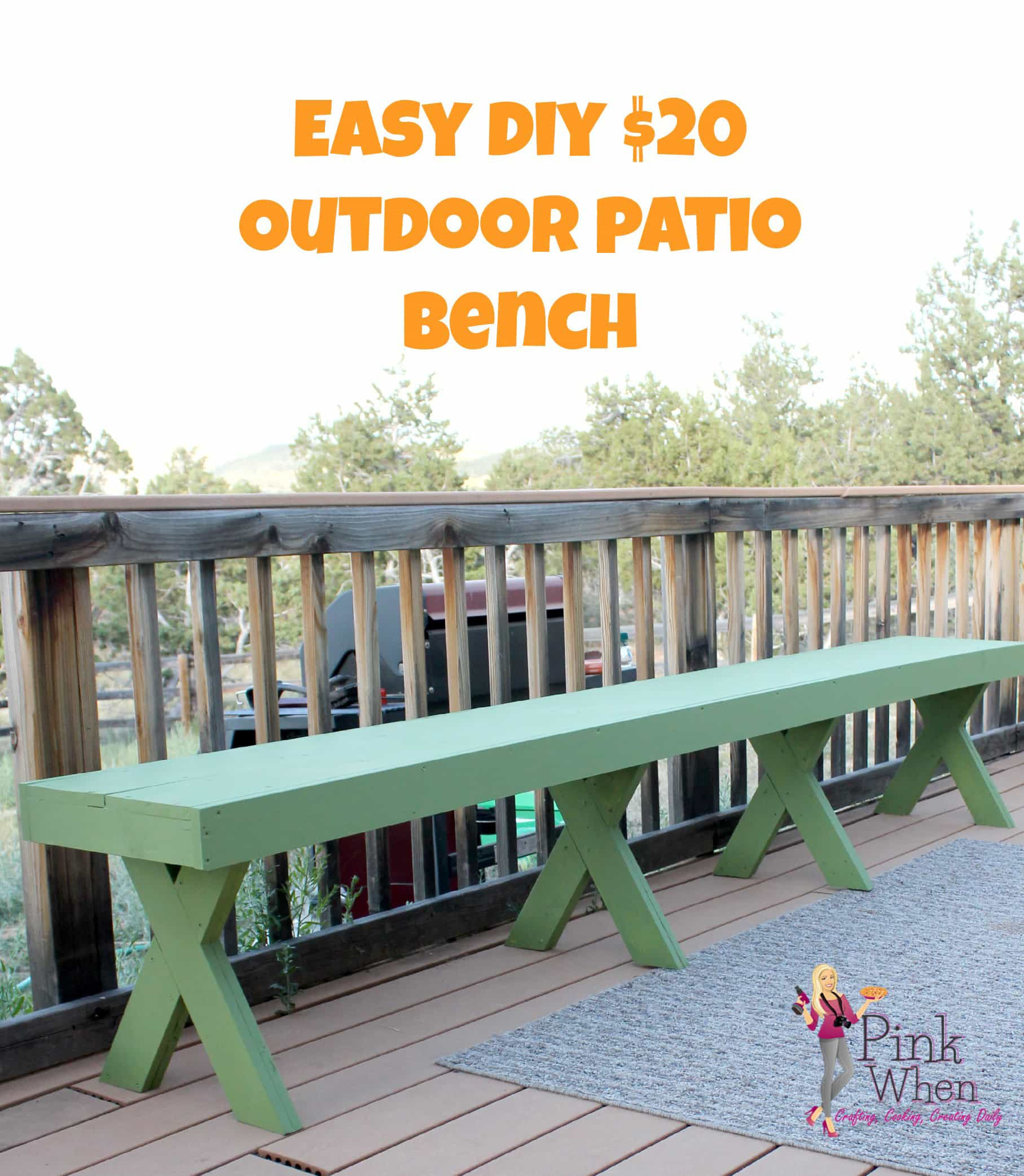 DIY Outdoor Bench Seats
 DIY $20 Outdoor Patio Bench PinkWhen