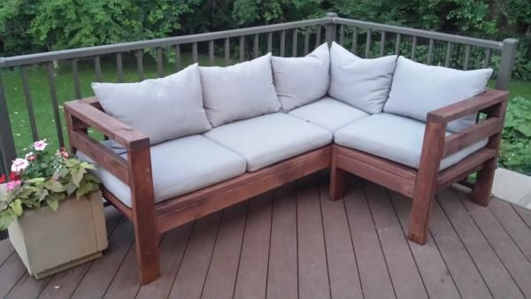 DIY Outdoor Couch Cushions
 amazing outdoor sectional diy 2x4 stained wood simple nice