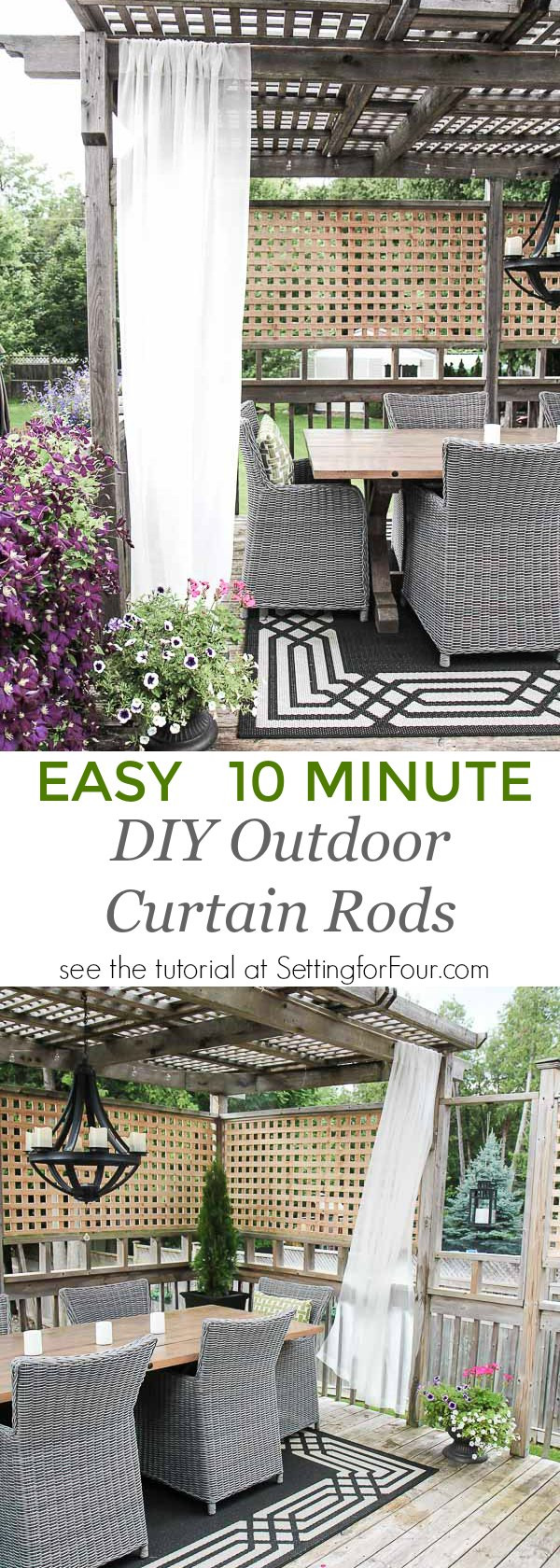 DIY Outdoor Curtain Rod
 Easy DIY Outdoor Curtain Rods In 10 Minutes Setting for Four