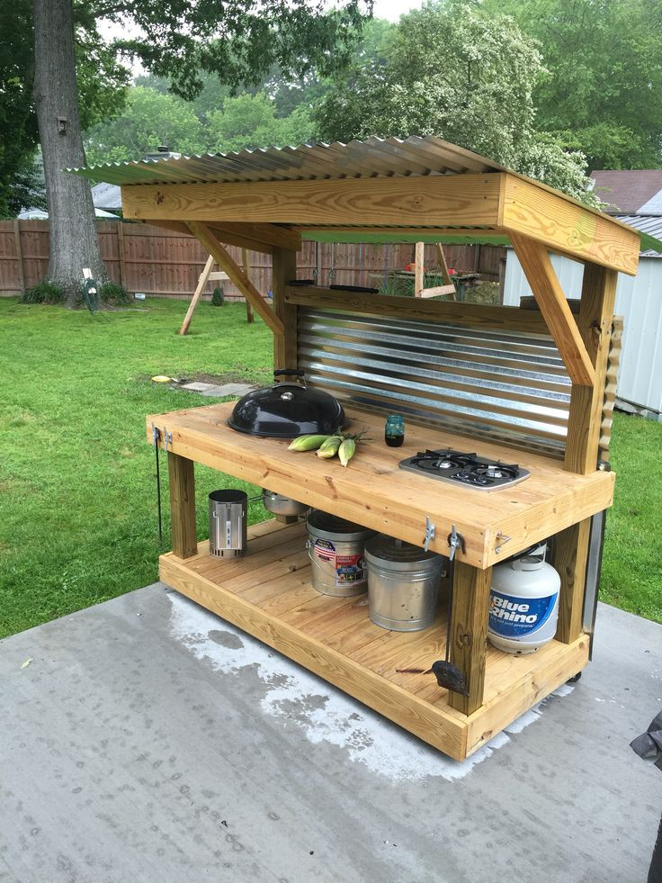 DIY Outdoor Grill
 Weber Kettle Homemade Cart Table The BBQ BRETHREN FORUMS