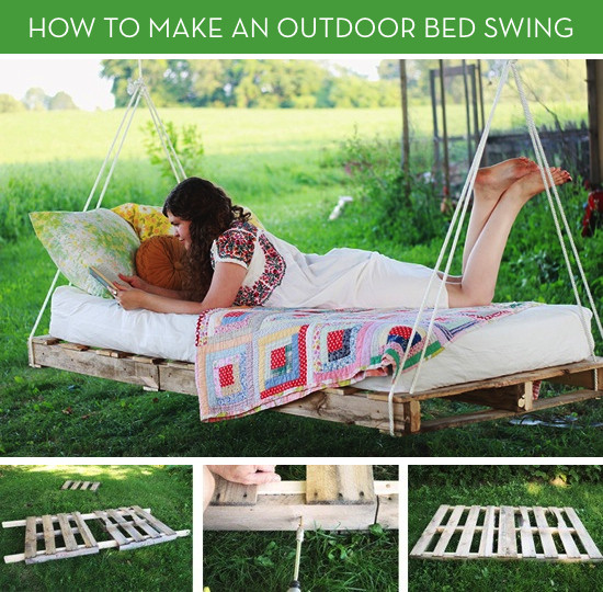 DIY Outdoor Hanging Bed
 Move Over Hammocks How to Make an Outdoor Bed Swing