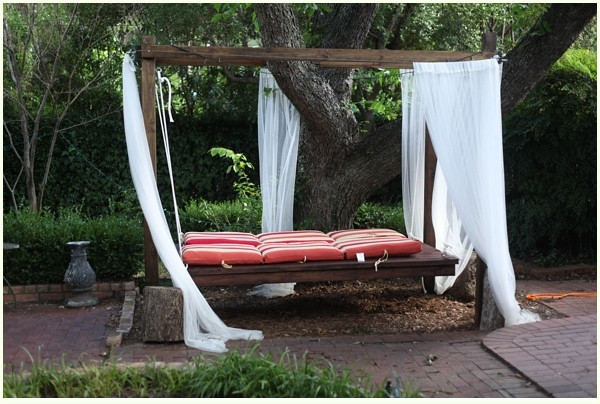 DIY Outdoor Hanging Bed
 Outdoor Swinging Bed The Final Pics Before and After DIY