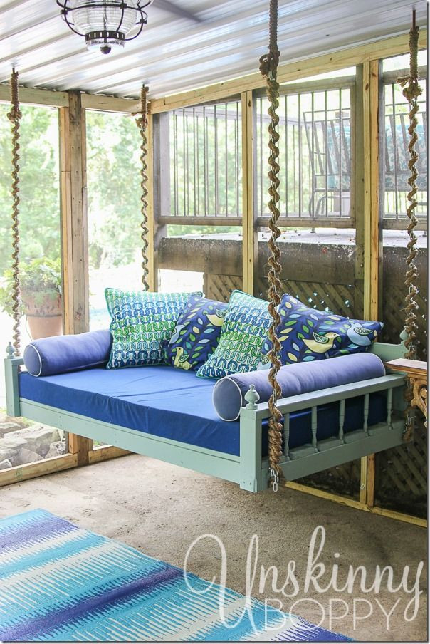 DIY Outdoor Hanging Bed
 Hanging bed on a sleeping porch Who else could use one of