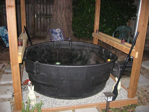 DIY Outdoor Hot Tub
 143 best Wood Fired Hot Tubs images on Pinterest