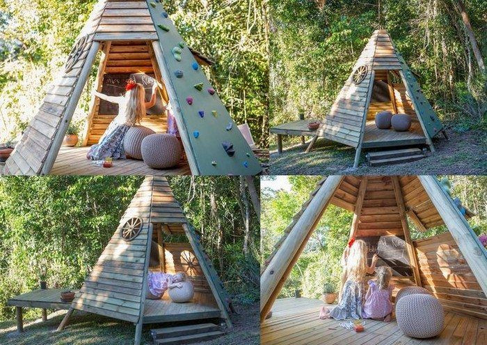 DIY Outdoor Teepee
 Build your kids a wooden teepee tent