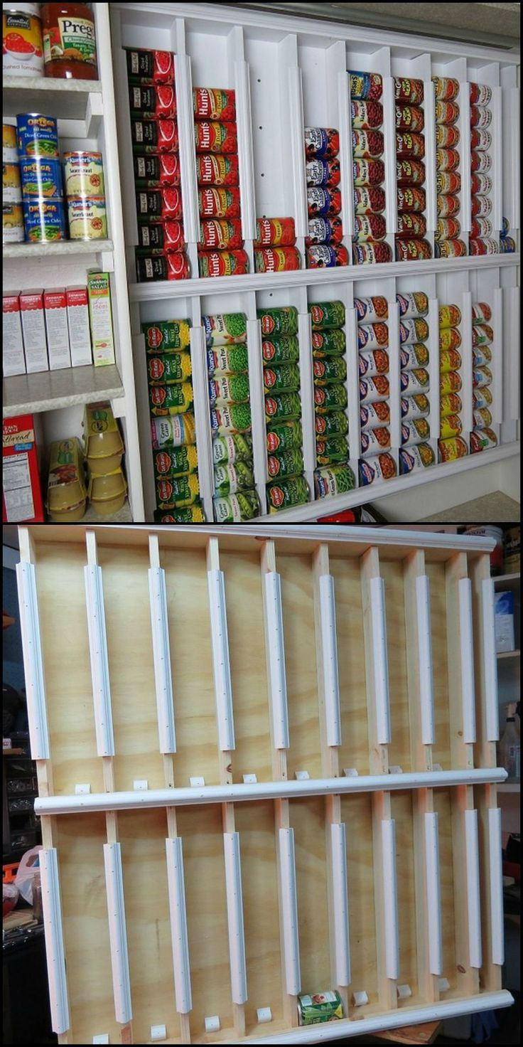 DIY Pantry Organization Ideas
 DIY Rotating Canned Food System in 2019