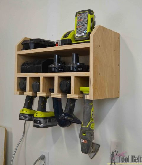 DIY Tool Organization
 Cordless Drill Storage Charging Station Garage