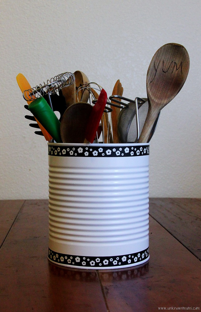 DIY Utensil Organizer
 DIY Tin Can Utensil Holder By Claudya