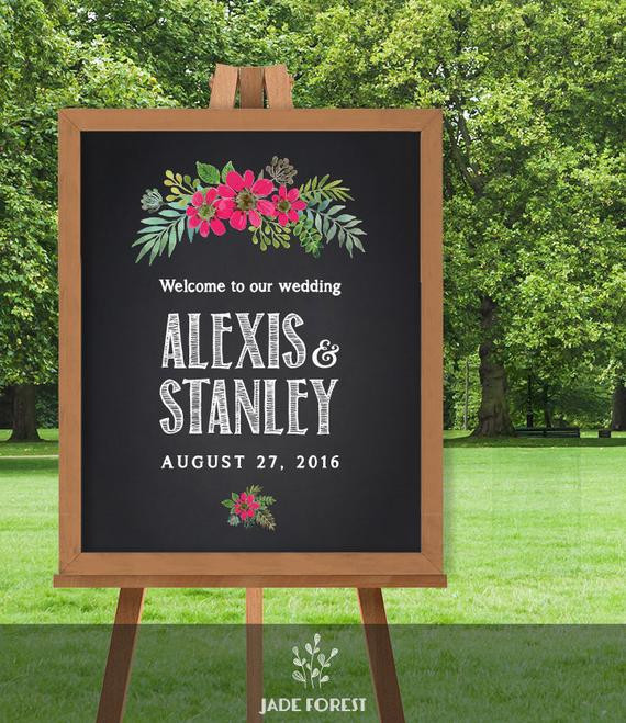 DIY Wedding Chalkboard Signs
 Items similar to Wedding Wel e Sign Chalkboard Flower