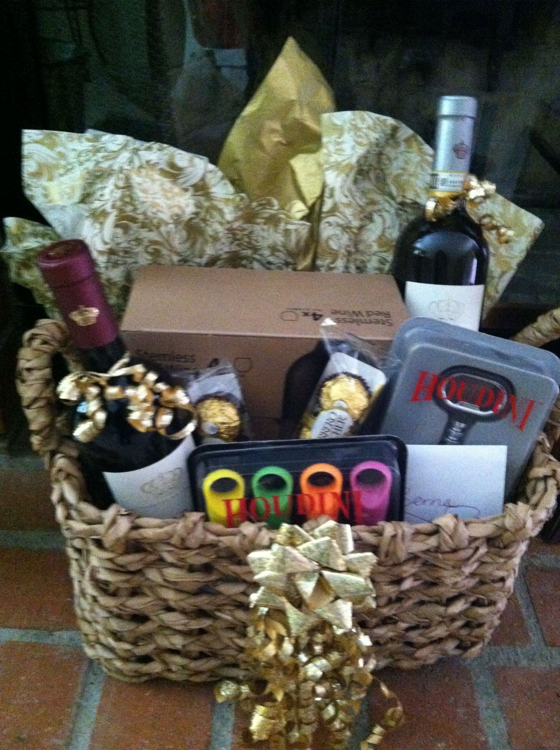 Diy Wine Gift Basket Ideas
 Wine basket I made for a Bridal Sower