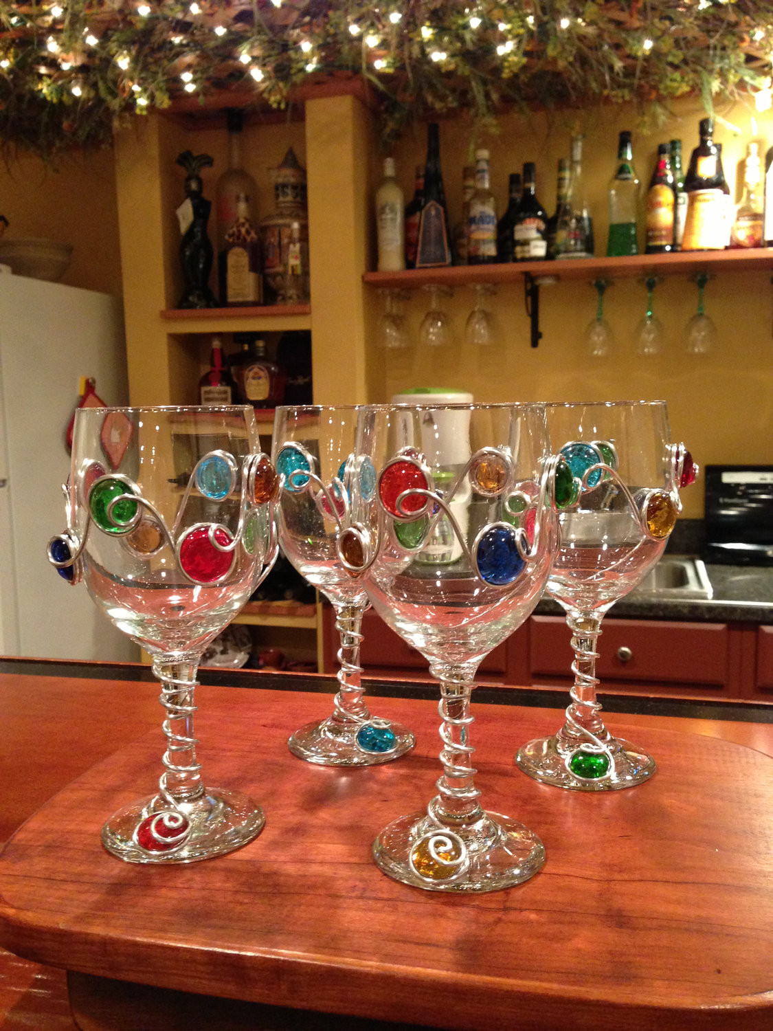 DIY Wine Glass Decorations
 Decorated Wine Glass Beaded Margarita Martini and by