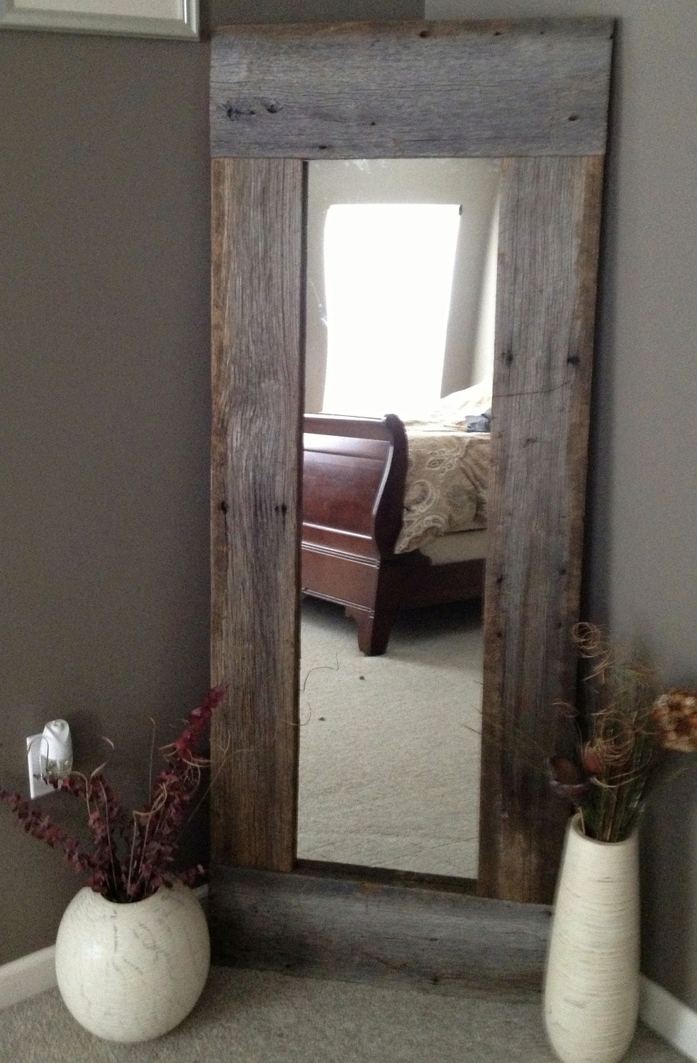 DIY Wood Decor
 Full Length Barn Wood Mirror Home Decorating DIY
