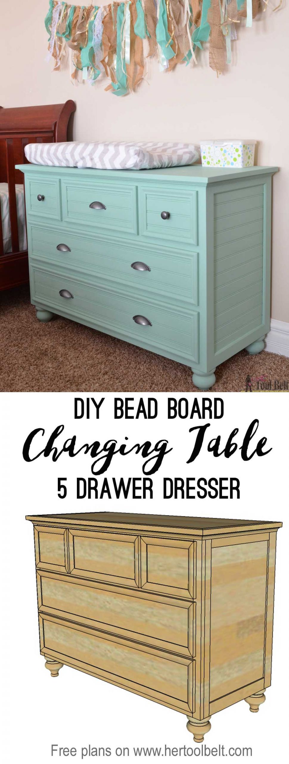 Dresser Plans DIY
 5 Drawer Dresser Changing Table Her Tool Belt