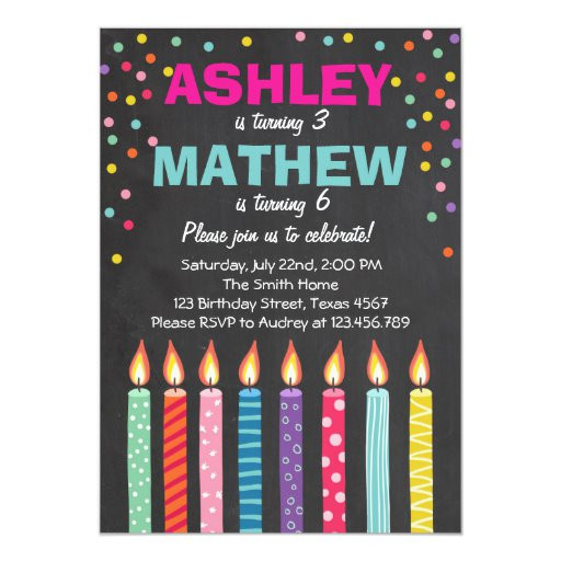Dual Birthday Party Invitations
 Joint twin birthday party invitation Twins Dual