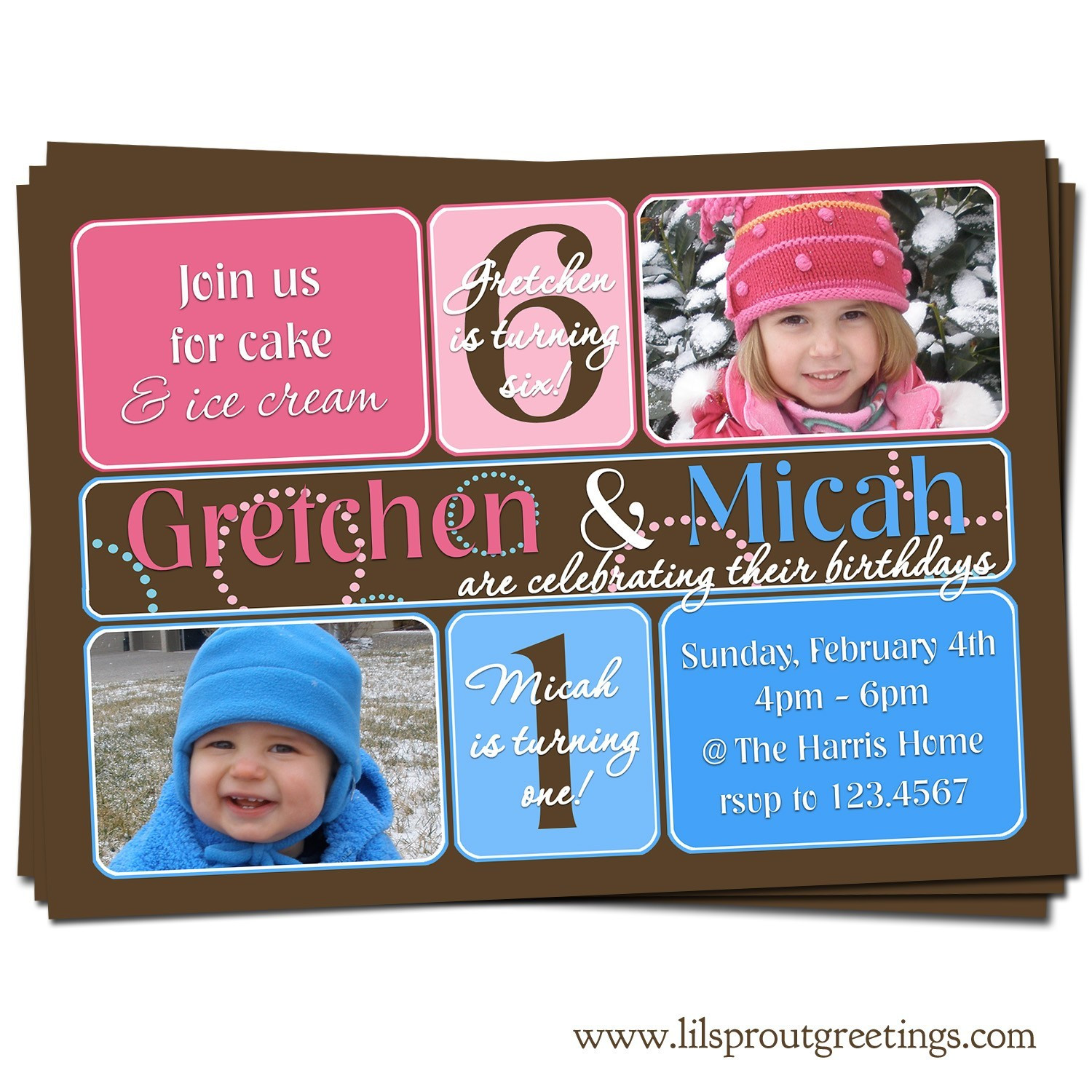 Dual Birthday Party Invitations
 Double Kids Birthday Party Invitations – Bagvania FREE