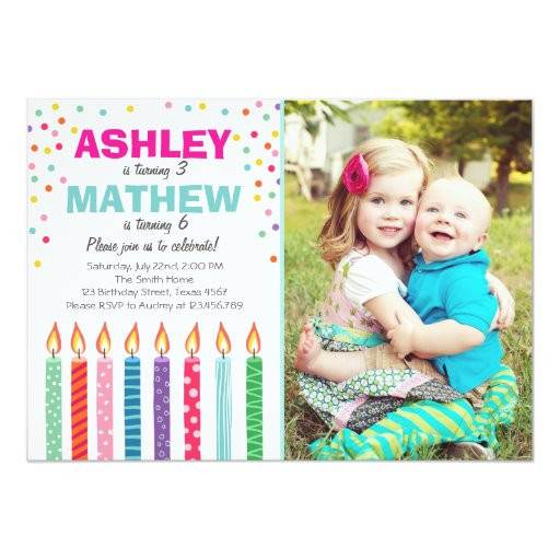 Dual Birthday Party Invitations
 Joint twin birthday party invitation Twins Dual