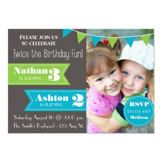 Dual Birthday Party Invitations
 Double Birthday Party Invite Boy Boy