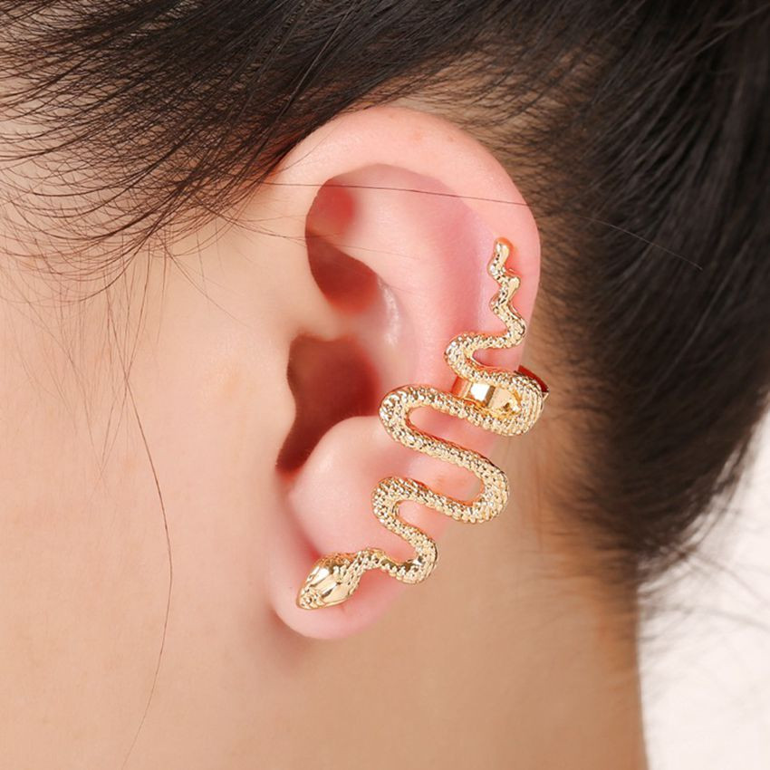 Earring In Right Ear
 Left and Right Ear Clip Fashion Earring Snake Earcuff Stud