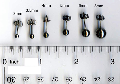 Earring Size Chart
 5mm Disc Post Titanium Earrings by Dirinda Patterson