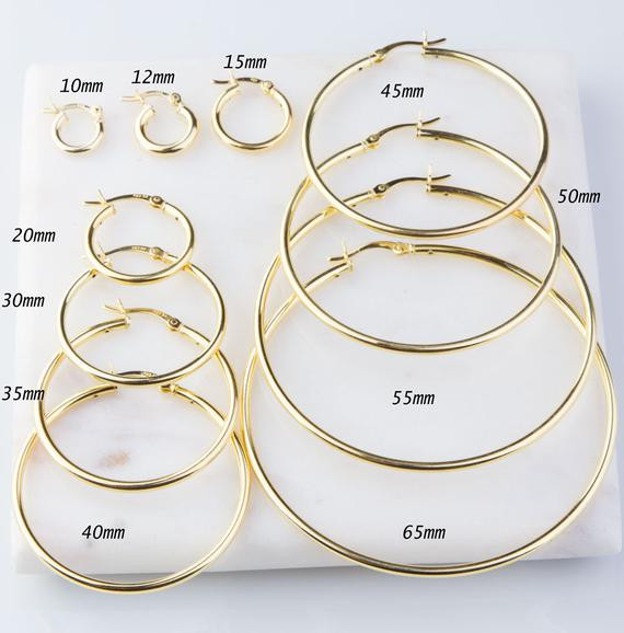 Earring Size Chart
 Heavy Gold Plated over Sterling Silver Hoop Earring